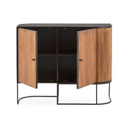 Komoda z drewna mango i metalu w kolorze dębowym i czarnym, 110 x 40 x 90 cm | Curve