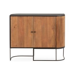 Komoda z drewna mango i metalu w kolorze dębowym i czarnym, 110 x 40 x 90 cm | Curve