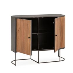 Komoda z drewna mango i metalu w kolorze dębowym i czarnym, 110 x 40 x 90 cm | Curve