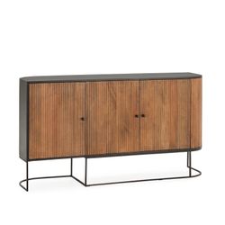 Komoda z drewna mango i metalu w kolorze dębowym i czarnym, 165 x 40 x 90 cm | Curve