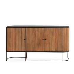 Komoda z drewna mango i metalu w kolorze dębowym i czarnym, 165 x 40 x 90 cm | Curve