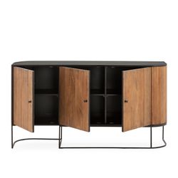 Komoda z drewna mango i metalu w kolorze dębowym i czarnym, 165 x 40 x 90 cm | Curve