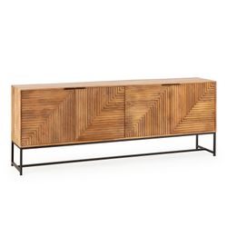 Komoda z drewna mango i metalu w kolorze dębowym i czarnym, 210 x 40 x 80 cm | Nereida