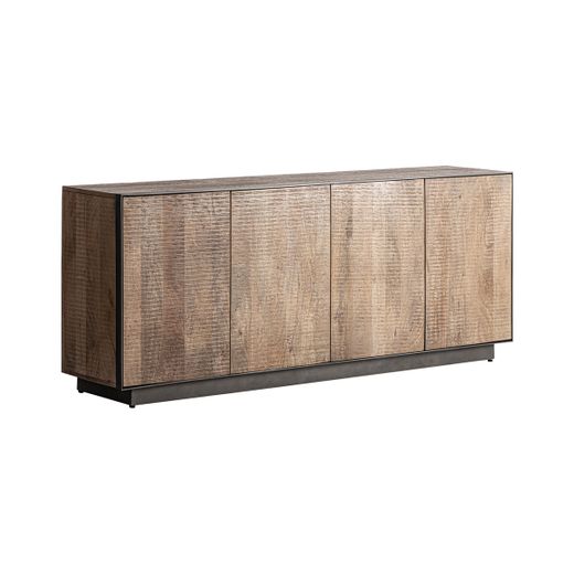 Aparador de madera de mango y metal en marrón y negro, 200 x 44 x 82 cm | Krefeld