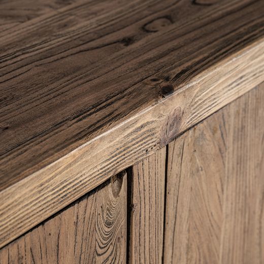 Aparador de madera de olmo en marrón, 280 x 48 x 97 cm | Norvik