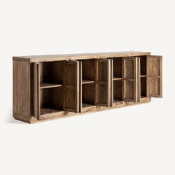 Aparador de madera de olmo en marrón, 280 x 48 x 97 cm | Norvik