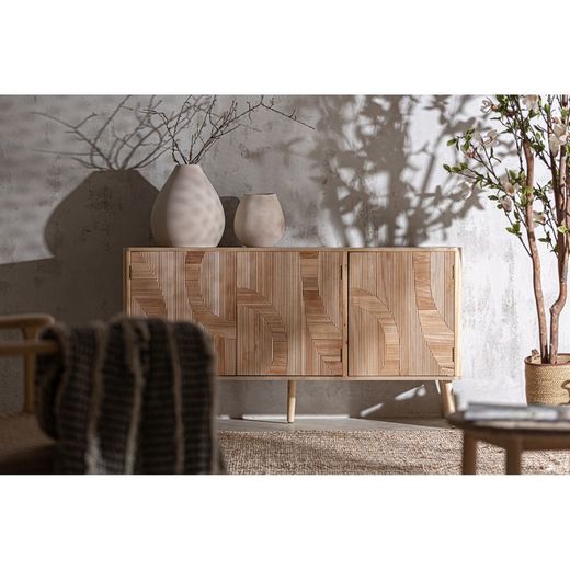 Aparador de madera de paulownia en color natural, 140 x 42 x 75 cm | Nordby