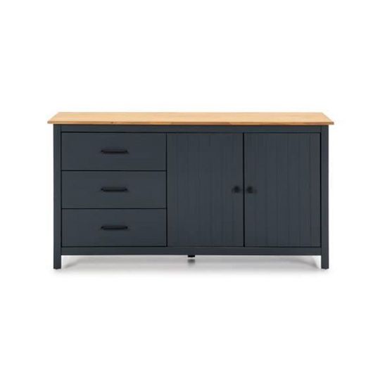 Conjunto de salón compuesto por mueble TV, aparador de 150 cm y mesa de centro en color azul | Miranda