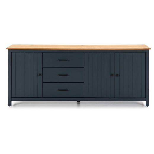 Conjunto de salón compuesto por aparador de 190 cm y vitrina en color azul | Miranda