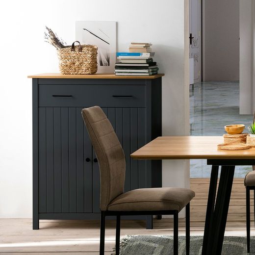 Living room set consisting of a display case and sideboard in blue | Miranda