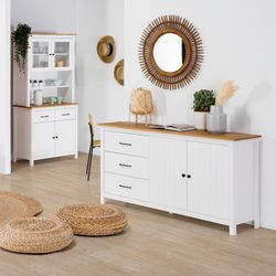 Living room set consisting of a TV stand, a 150 cm sideboard, and a white coffee table | Miranda