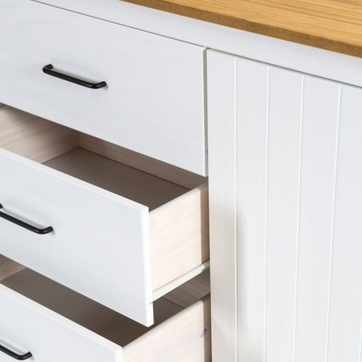 Living room set consisting of a 190 cm sideboard and a white display cabinet | Miranda