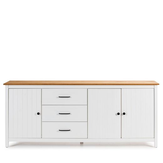 Living room set consisting of a 190 cm sideboard and a white display cabinet | Miranda