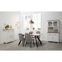 Living room set consisting of a display case and sideboard in white | Miranda