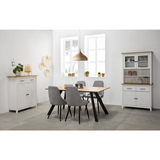 Living room set consisting of a display case and sideboard in white | Miranda