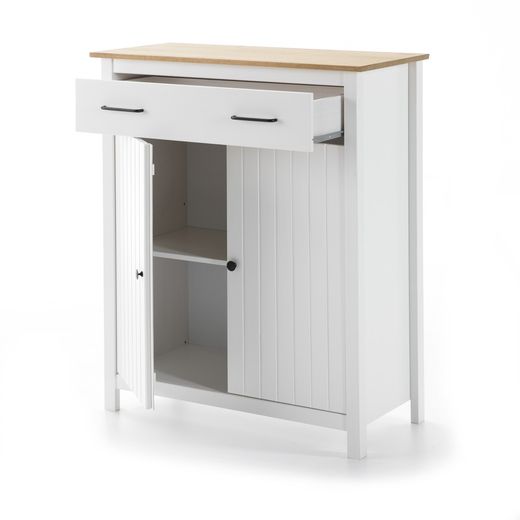 Living room set consisting of a display case and sideboard in white | Miranda