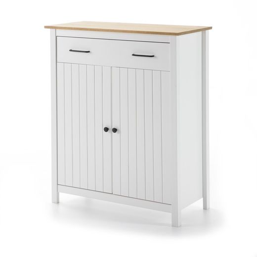 Living room set consisting of a display case and sideboard in white | Miranda