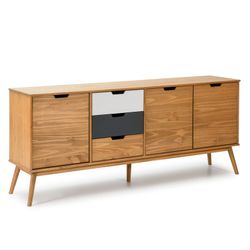 Kredens z drewna sosnowego, biało-szary, 171 x 40 x 80 cm