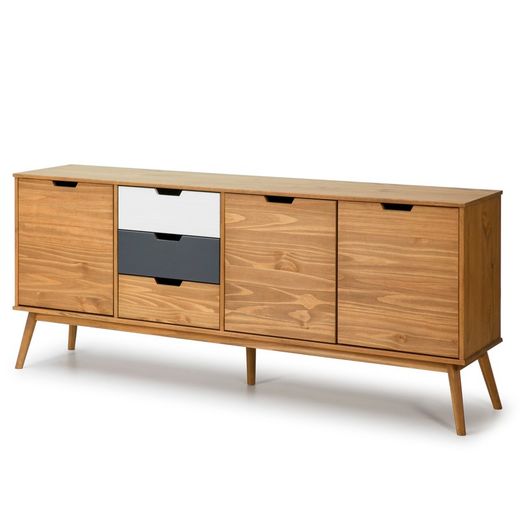 Kredens z drewna sosnowego, biało-szary, 171 x 40 x 80 cm