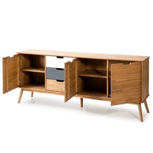 Kredens z drewna sosnowego, biało-szary, 171 x 40 x 80 cm