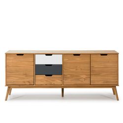 Kredens z drewna sosnowego, biało-szary, 171 x 40 x 80 cm