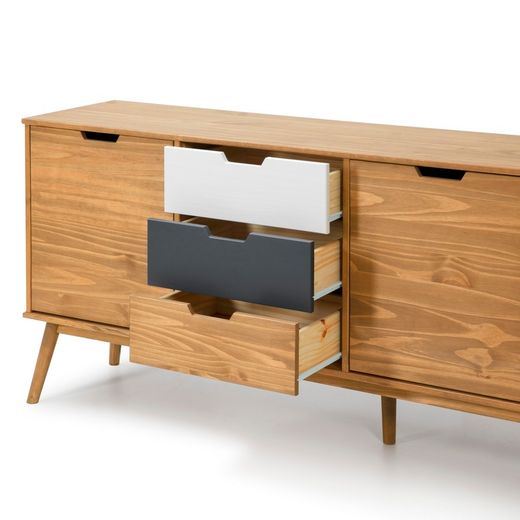 Kredens z drewna sosnowego, biało-szary, 171 x 40 x 80 cm