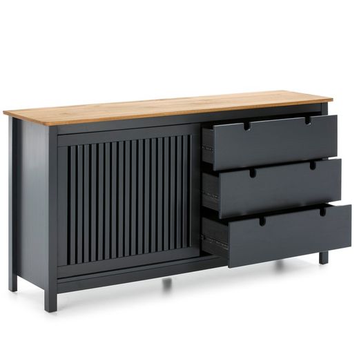 Grijs grenen dressoir, 150 x 40 x 80 cm