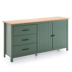 Conjunto de salón compuesto por mueble TV, aparador de 150 cm y mesa de centro en color verde | Miranda