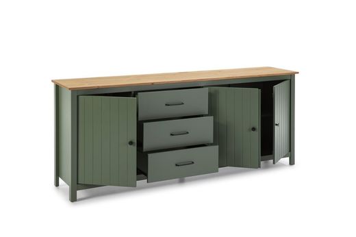 Conjunto de salón compuesto por aparador de 190 cm y vitrina en color verde | Miranda