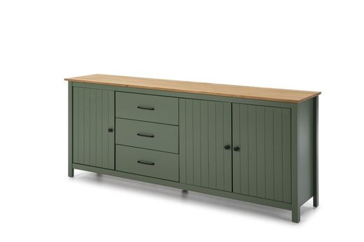 Conjunto de salón compuesto por aparador de 190 cm y vitrina en color verde | Miranda