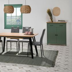 Living room set consisting of a display case and sideboard in green | Miranda