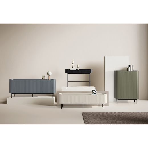 Wooden sideboard in blue, 200 x 40 x 80 cm | Willa