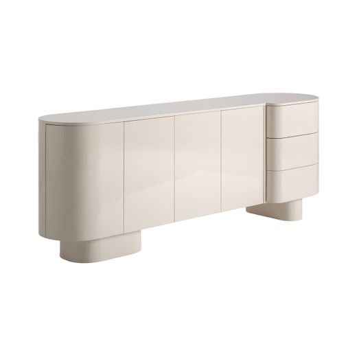 Aparador de madera en blanco roto, 220 x 50 x 80 cm | Haton