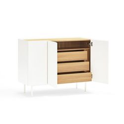 Wooden sideboard in white and oak, 110 x 40 x 85 cm | Arista