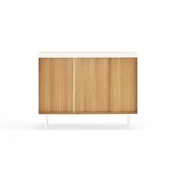 Wooden sideboard in white and oak, 110 x 40 x 85 cm | Arista
