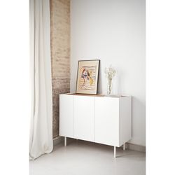 Wooden sideboard in white and oak, 110 x 40 x 85 cm | Arista