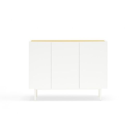 Wooden sideboard in white and oak, 110 x 40 x 85 cm | Arista