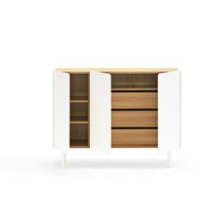 Wooden sideboard in white and oak, 110 x 40 x 85 cm | Arista