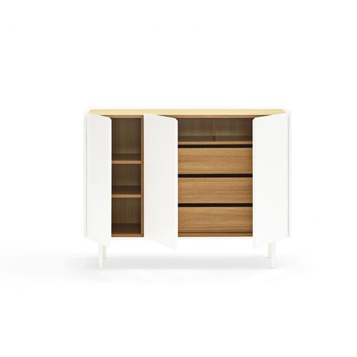 Wooden sideboard in white and oak, 110 x 40 x 85 cm | Arista