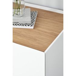 Wooden sideboard in white and oak, 110 x 40 x 85 cm | Arista