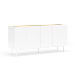 Aparador de madera en blanco y color roble, 165 x 40 x 78 cm | Arista