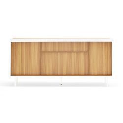 White and oak-colored wooden sideboard, 165 x 40 x 78 cm | Arista