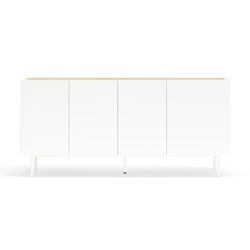 Aparador de madera en blanco y color roble, 165 x 40 x 78 cm | Arista