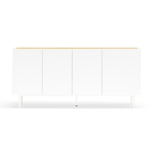 White and oak-colored wooden sideboard, 165 x 40 x 78 cm | Arista