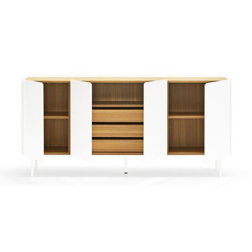 White and oak-colored wooden sideboard, 165 x 40 x 78 cm | Arista