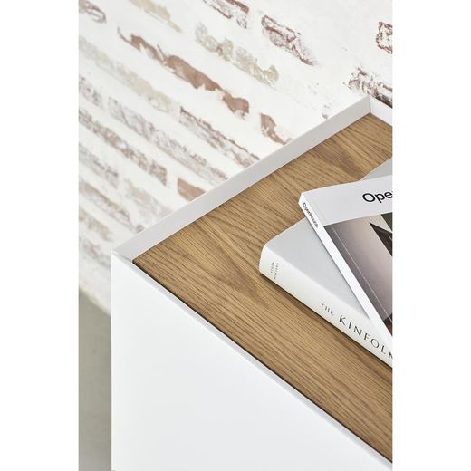 White and oak-colored wooden sideboard, 165 x 40 x 78 cm | Arista