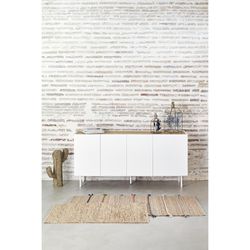 Aparador de madera en blanco y color roble, 165 x 40 x 78 cm | Arista