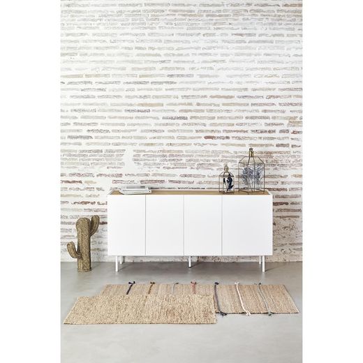 White and oak-colored wooden sideboard, 165 x 40 x 78 cm | Arista