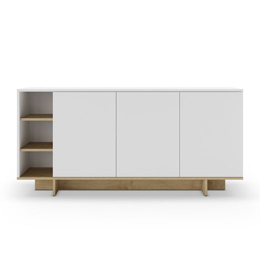Wooden sideboard in white and oak colour, 170 x 40 x 80 cm | Cequoia