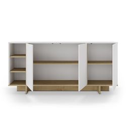 Wooden sideboard in white and oak colour, 170 x 40 x 80 cm | Cequoia